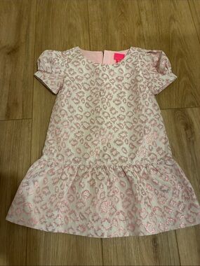 Lilly Pulitzer Pink Metallic Leopard Print Girls Dress